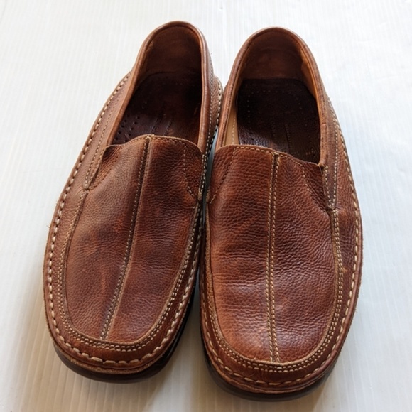 JOHNSTON & MURPHY brown leather slip-on loafers - Picture 10 of 10